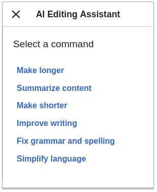 AI Editing Assistant commands