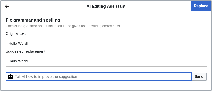 AI Editing Assistant suggesting new text